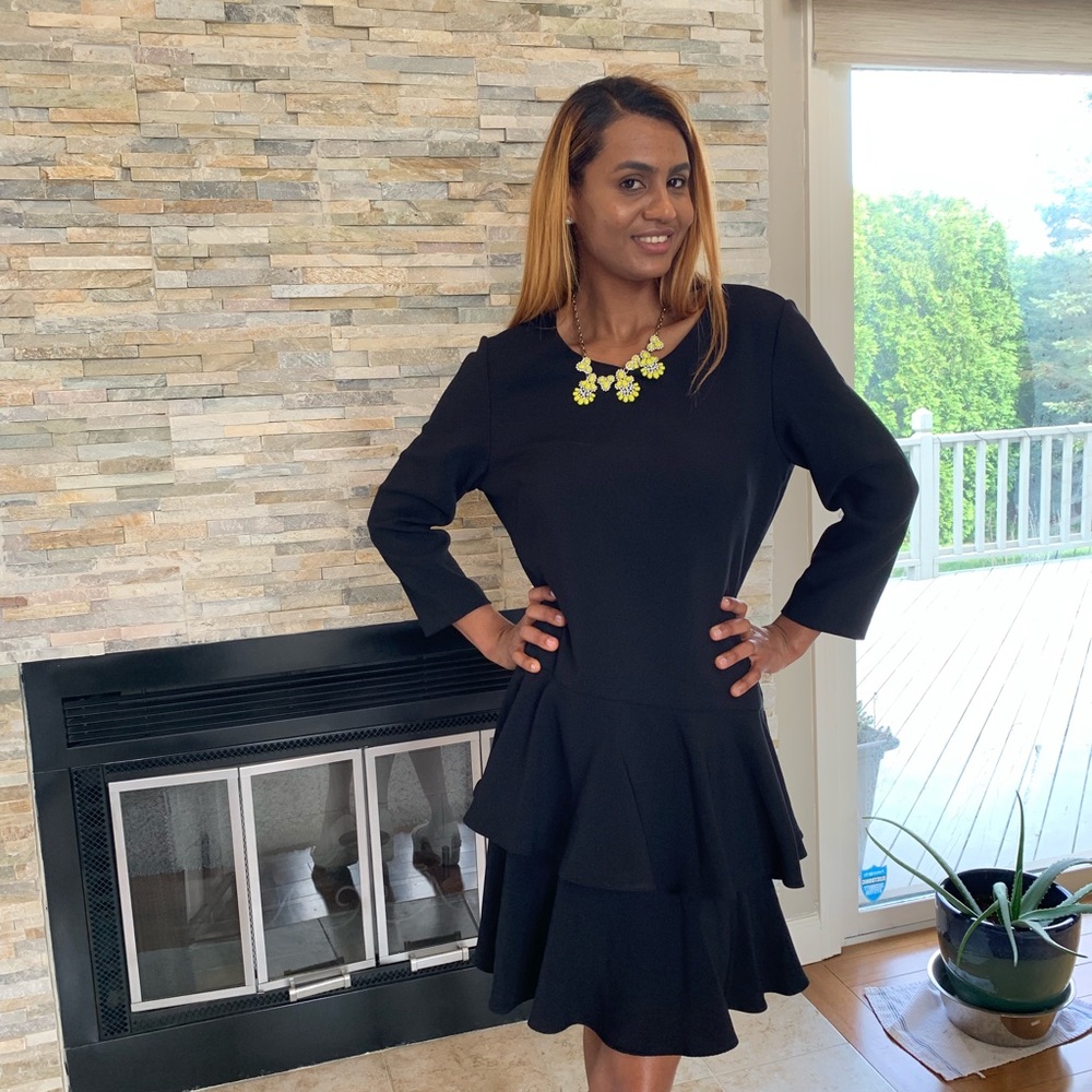 Eliza J 16 black ruffle tiered dress